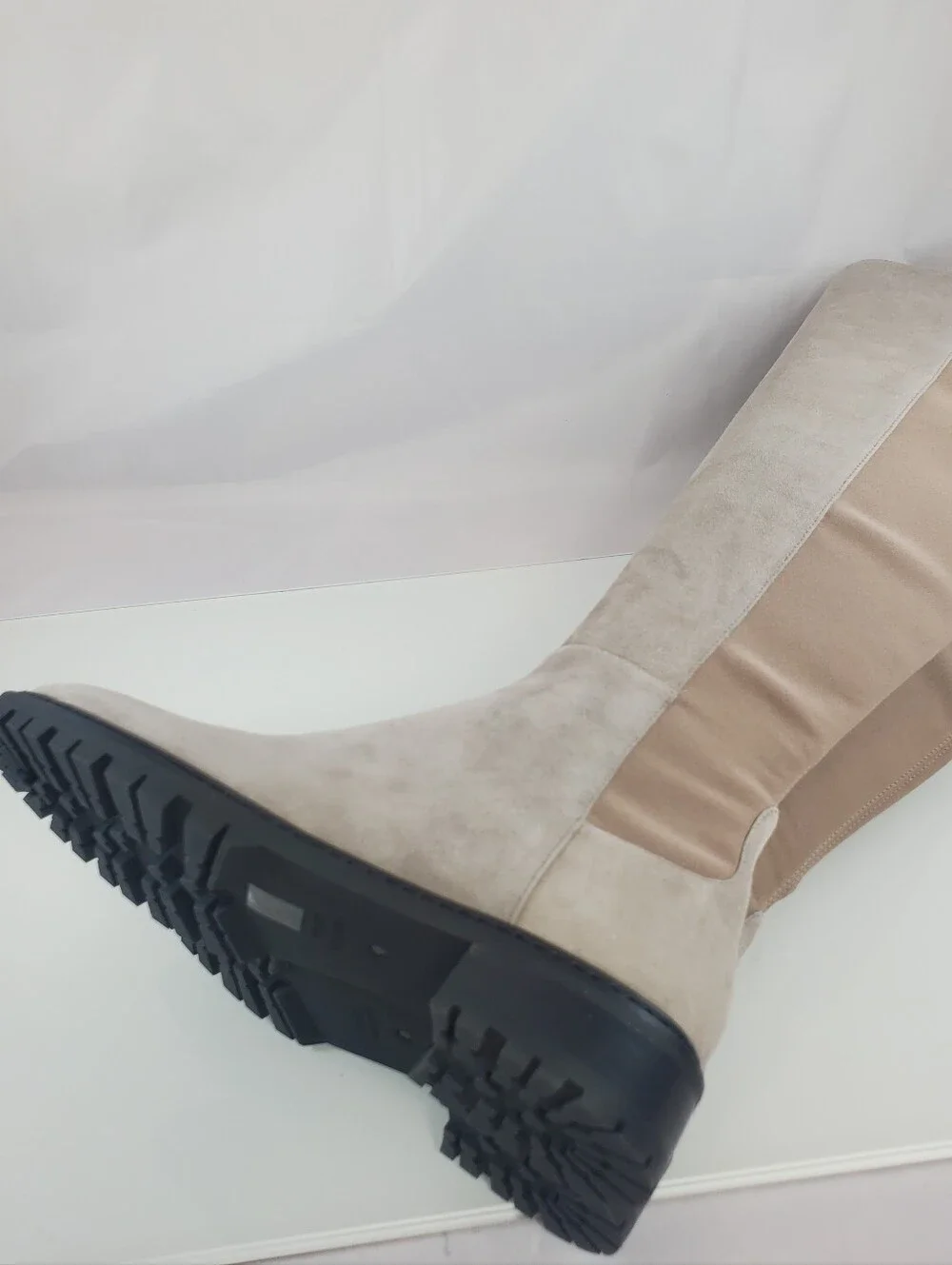 NWT$795 Stuart Weitzman City Over-the-Knee Leather Boots in Light Beige Sz 6
